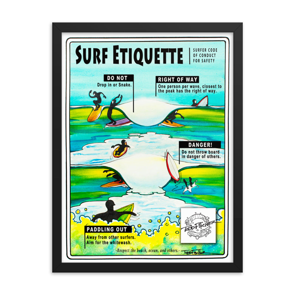 Surf Etiquette - Framed Poster