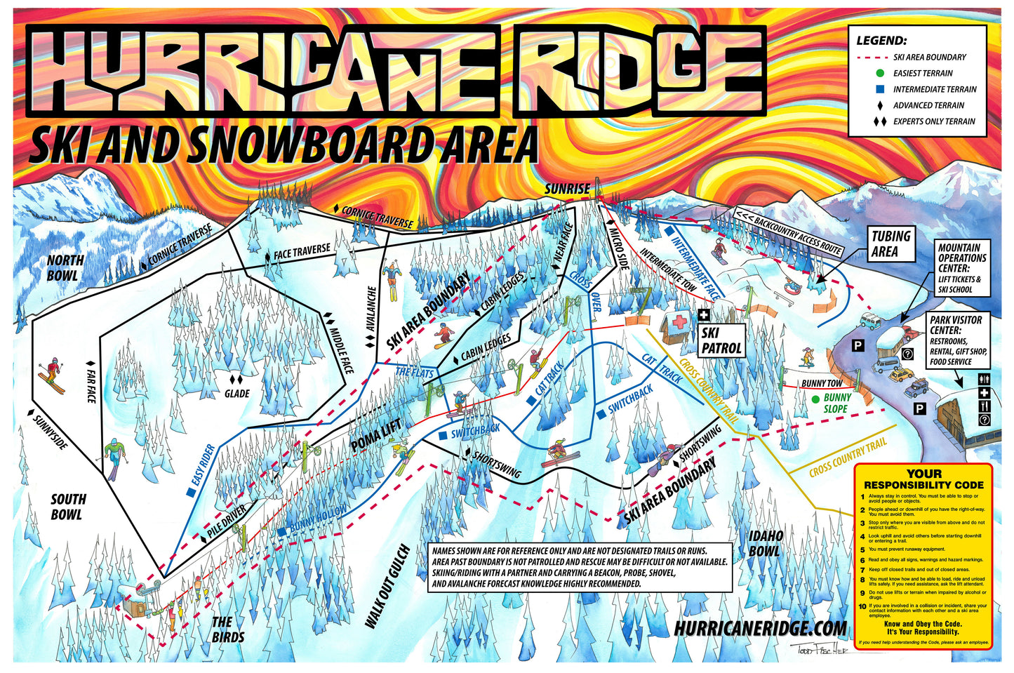 Hurricane Ridge Terrain Map - Poster