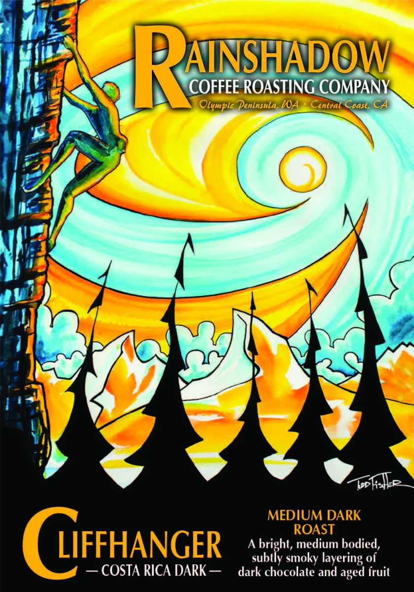 Cliffhanger - Costa Rica Dark packaging featuring artwork by Todd Fischer