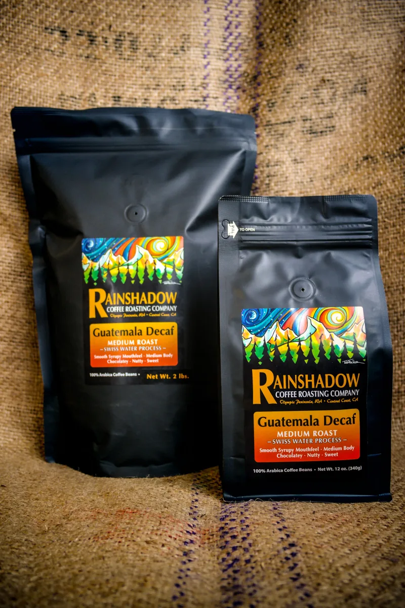 Guatemala Decaf - Medium Roast packaging featuring artwork by Todd Fischer