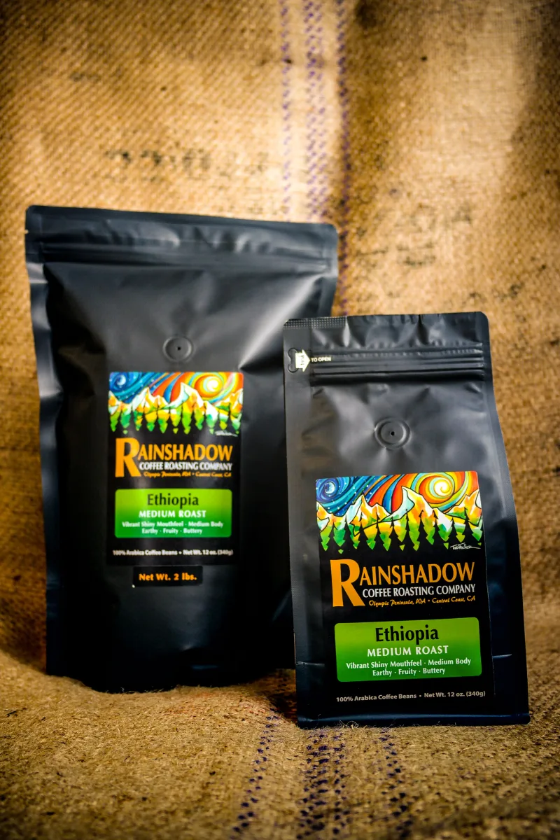 Ethiopia - Medium Roast packaging featuring artwork by Todd Fischer
